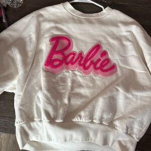 Barbie White Sweatshirt with Pink Logo